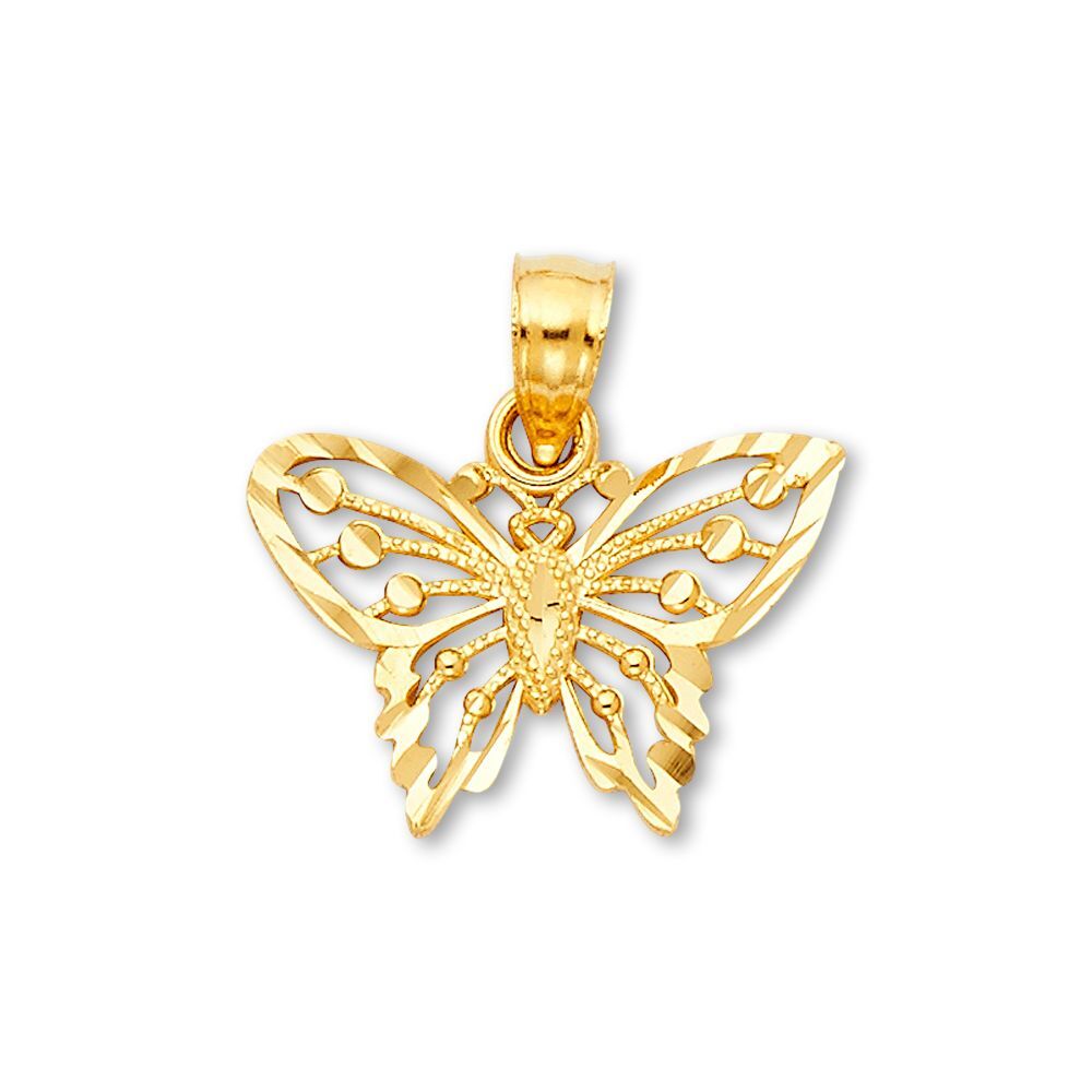 14K Gold Butterfly Pendant | Solid Yellow Gold Nature Charm By Tehrani Jewelry